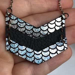 Mermaid Scales Leather Drop Necklace